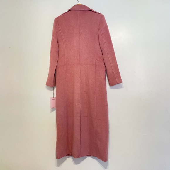 Avec Les Filles Fuzzy Pink Rose Long Double Breasted Coat - Picture 3 of 14